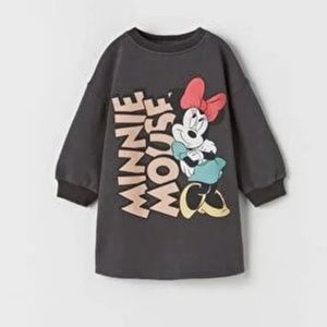 Zara Minnie Mouse Sweatshirt Dress NWT